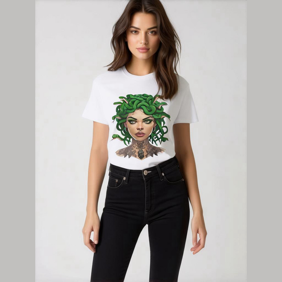 Handmade Tops - Handmade Yellow Medusa 100% Cotton Graphic T-Shirt Size XL